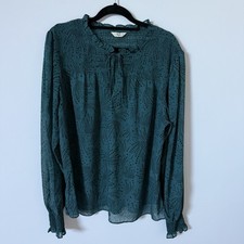 Hush Anoushka Dark Green Star Print Chiffon Blouse Women’s UK Size 16