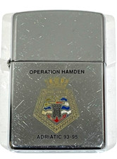 ? ZIPPO LIGHTER - 1995 HMS FORT AUSTIN (Double Sided) High Polish Chrome