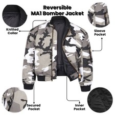 MA1 Jacket Padded Flight Bomber Army Military Fashion Coat Snow Urban Camo