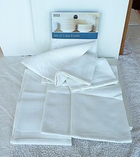 Quantity 6 NEW MARKS & SPENCER  100% COTTON WHITE TEA TOWELS size 50cm x 70cm