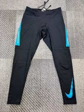 Nike Men’s Dri-FIT Leggings / Black & Blue / Large / Running / Zip Pocket