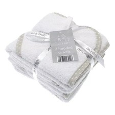 2 Elli And Raff White Hooded Bath Towels Newborn Baby Shower Wrap Boy Girl