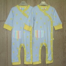Beaming Baby New 2 x Organic Cotton Romper Sleepsuits Babygrows Age 6-9 Months