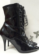 PLEASER size 12, black patent stiletto heel boots, drag queen, TV.  CG S51