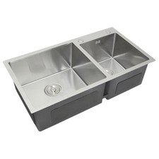 KuKoo Stainless Steel Kitchen Sink Double Bowl Satin Finish Customer Return UG