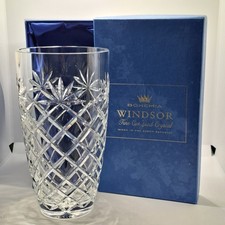 Bohemia Crystal Glass Vase Windsor Hand Cut Boxed Vintage