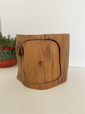 Wooden Hand Carved Tree Trunk Wood Trinket Storage Drawer Rustic Decor