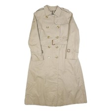 BURBERRY Womens Beige Trench Coat M Polyester Blend Button Closure Classic