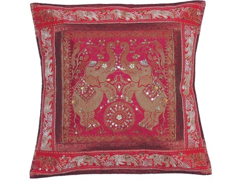 Magenta gold elephant cushion - gold,
