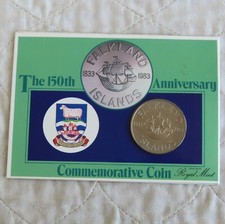 FALKLAND ISLANDS 1983 150th ANNIVERSARY UNC 50 PENCE CROWN - sealed pack