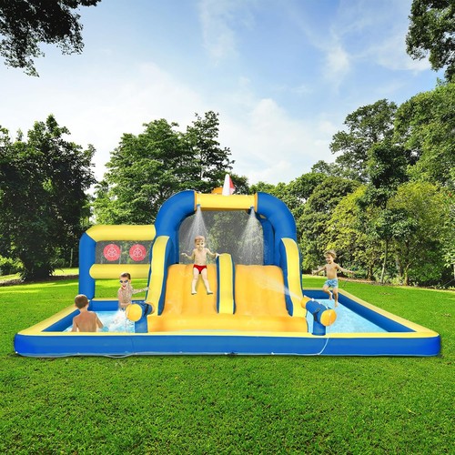 Inflatable bouncy castle with - castle,