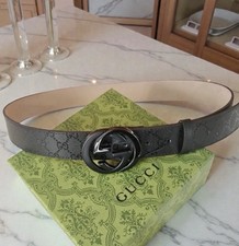 $595 GUCCI Black Imprime Belt