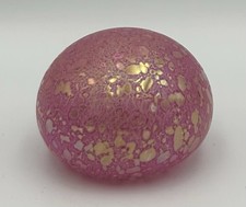 Vintage Heron Glass Iridescent Art Glass Paperweight Pink D5.5cm
