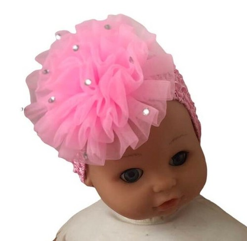 Hair bow chiffon - chiffon, pink