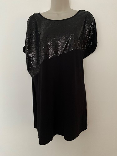 Sequin black top size used - black, 18
