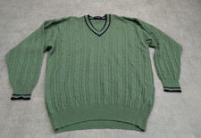 Vtg Jaeger Jumper Mens M Wool Cable Knit V Neck Preppy Tennis Cricket 80s Mod