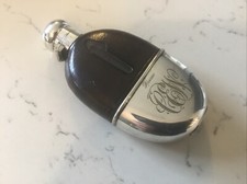 A RARE ANTIQUE QUALITY GENTLEMANS HIP FLASK , SILVER PLATE & GLASS EARLY 1900’s