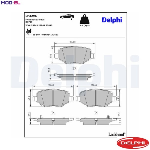 Brake pad set - pad,