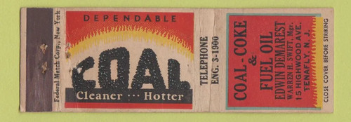 Matchbook cover coal and - matchbook,