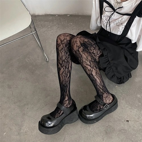 Women floral fishnet tights - floral,