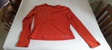 Anky Long Sleeved Equestrian V Neck  T-Shirt Top  - Orange Size UK 14 