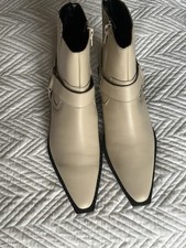 SCHUH CREAM LEATHER ANKLE BOOTS