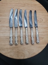 KINGS PATTERN SILVER PLATED EPNS A1 BUTTER/SIDE KNIVES x 6 SHEFFIELD 21.5 cm