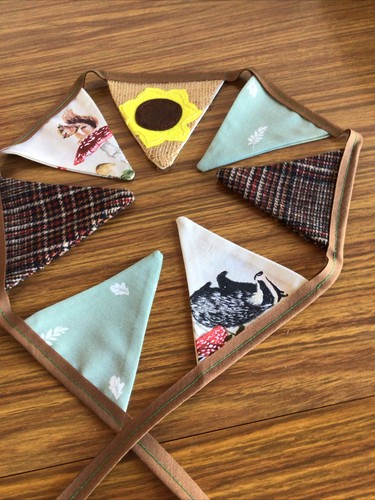 Autumn mini fabric bunting - fabric,