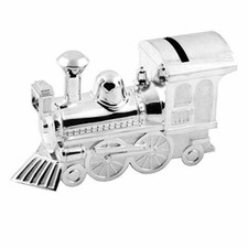 Christening Gifts. Boys Girls. Silver Train Money Box 6289