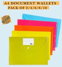 A4 Coloured Folders Document Wallets for Office Filing School Paper Work Holder
