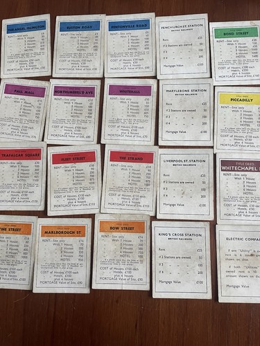 Vintage monopoly cards and - monopoly,