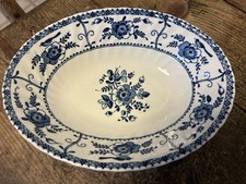 Johnson Brothers Indies Oval Open Serving Dish Blue White