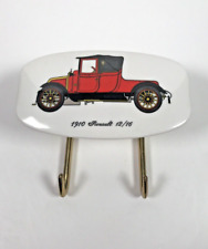 Vintage 1910 Renault 12/16 Car Key Ceramic Wall Holder With Brass Double Hook