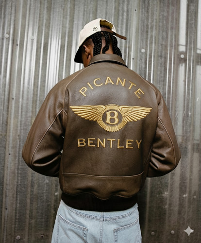 Bentley brown leather bomber - brown,