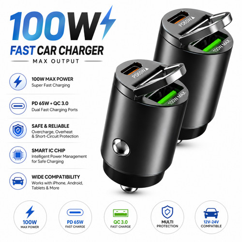 100w dual port super fast - 100w,