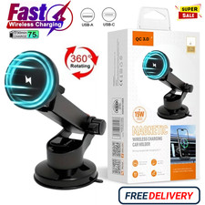 Wireless Car Charger Mount 15W Fast Charging Phone Holder for Dashboard/Winds UK
