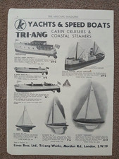 VINTAGE 1930s paper Magazine advert  TRI-ANGyachts & speed boats etc