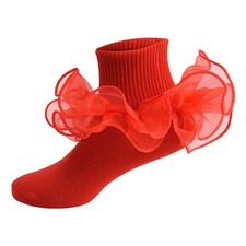 Girls Lace Ruffle Frilly Princess Cotton Socks Kids Dance School Ankle Socks