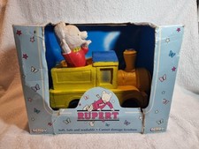 Vintage Orginal 1994 Rupert Bear Riding Train Bendy Foam With Orginal Box