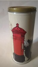 BLACK SCOTTIE DOG POSTS LETTER OLD POST BOX TIN EMPTY CYLINDER BUILDINGS LIGHTS