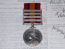 QSA MEDAL 4 CLASPS TO 3rd DRAGOON GUARDS + Service Papers