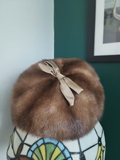 Vintage Glyn Reinhardt Mid Century Fur Hat Pill Box Silk Bow Christmas Market