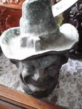 Antique Tobacco jar heavy lead mans head with snub nose 19th c