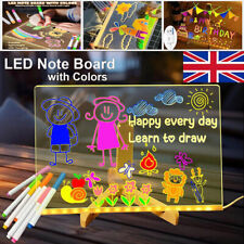 LED Note Board with Colors, Acrylic Dry Erase Board with 7 Pens for Home Office