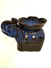 Blue Black Ceramic Elephant Wax Oil Burner Aroma Holder Burner