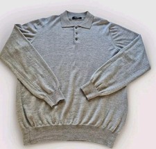 luca nobili Grey 100% Wool Italian Fine Knit  Men's Jumper Uk L Autumn Winter 