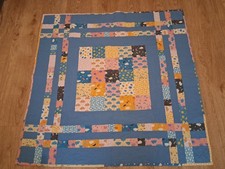 Handmade Patchwork Quilt . Ideal for a cot or used as playmat. 123cm by 123cm. 