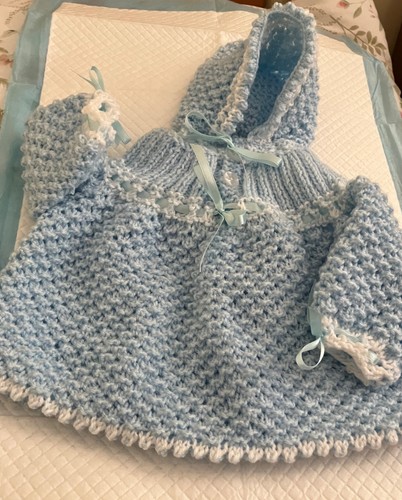 Hand knitted baby hooded - hand,