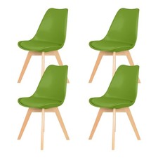 Modern Dining Chair with Soft Cushioned Pad & Solid Beech Wood Legs  - IHANA