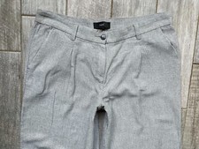 NEW NEXT  grey herringbone wide leg smart cotton lightweight trousers 14L 18R